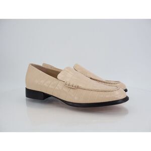 Vince Naomi Croc Embossed Leather Loafer Size 9.5 Beige Block Heel Slip on Shoes